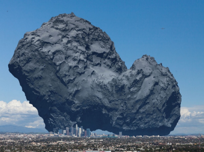 Комета Чурюмова — Герасименко в сравнении с Лос-Анджелесом