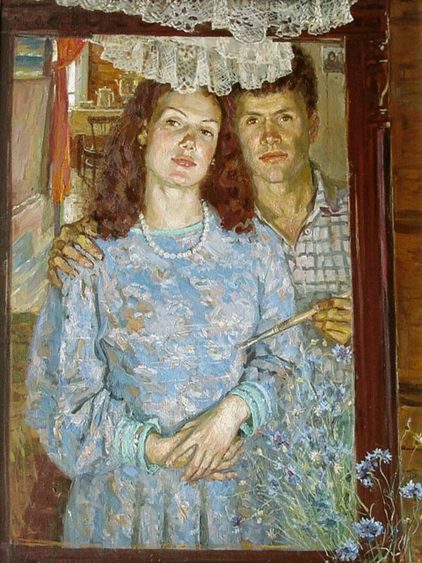 Васильки цветут (Автопортрет с женой)